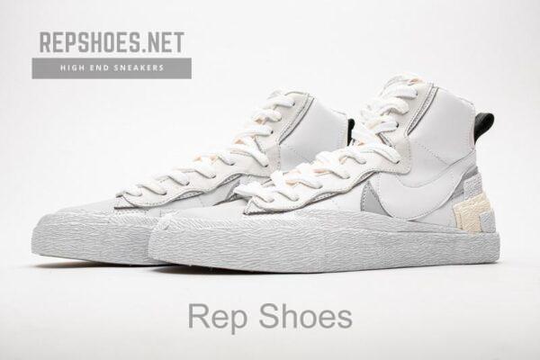 BV0072-100 Sacai x Nike Blazer Mid White Grey - Image 2