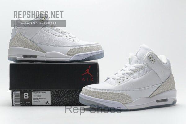 136064-111 Air Jordan 3 Retro Pure White - Image 2