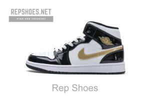 852542-007 Air Jordan 1 Mid Gold Patent Leather