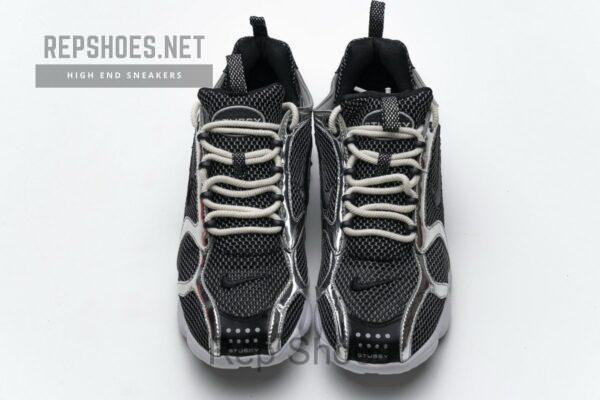 CU1854-001 Stussy x Nike Air Zoom Spiridon Cage 2 Black Silver - Image 7