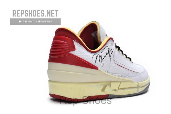 DJ4375-106 Off White x Air Jordan 2 Retro Low SP White and Varsity Red - Image 7