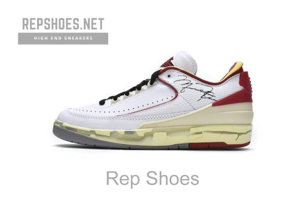 DJ4375-106 Off White x Air Jordan 2 Retro Low SP White and Varsity Red