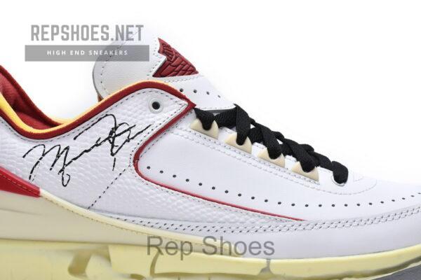DJ4375-106 Off White x Air Jordan 2 Retro Low SP White and Varsity Red - Image 5